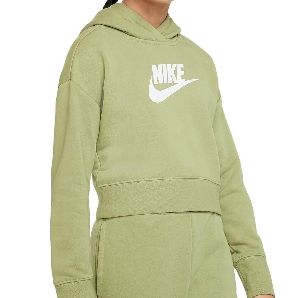 Nike Woman Junior Cropped Hoodie Long Sleeve Size L Green NWT